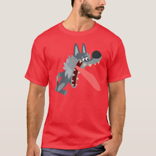 T-shirt Excited bonito do lobo dos desenhos