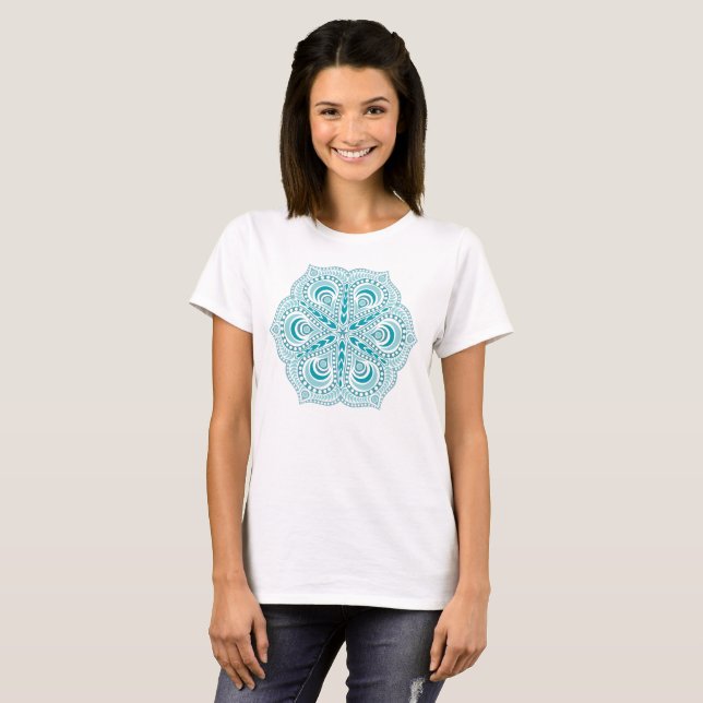 T-shirt exclusiva, Artsy, Teal Blue Mandala (Frente Completa)