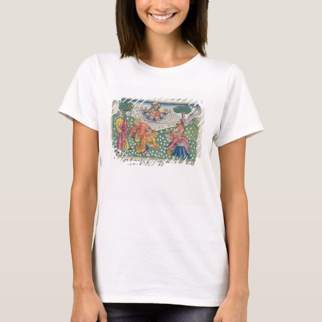 T-shirt Êxodo 16 13-22 Deus fornece codorniz e manna ao (Frente)