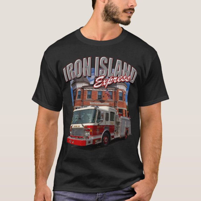 T-shirt expresso da ilha do ferro (cores escuras) (Frente)