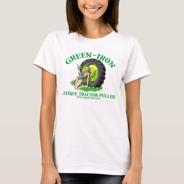 T-shirt Extratores verdes do trator da antiguidade do (Frente)