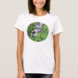 T-shirt F32w Abelha em Flores Silvestres Roxas