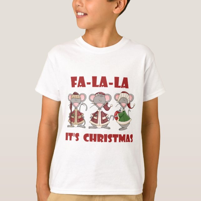 T-shirt Fa La Christmas Mice Holidays (Frente)