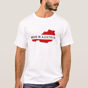 T-shirt fabricado na áustria — mapa do país — rótulo do pr