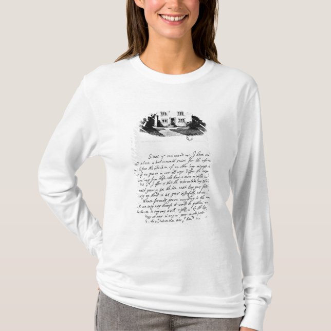 T-shirt Fac-símile da letra que ilustra a casa dentro (Frente)