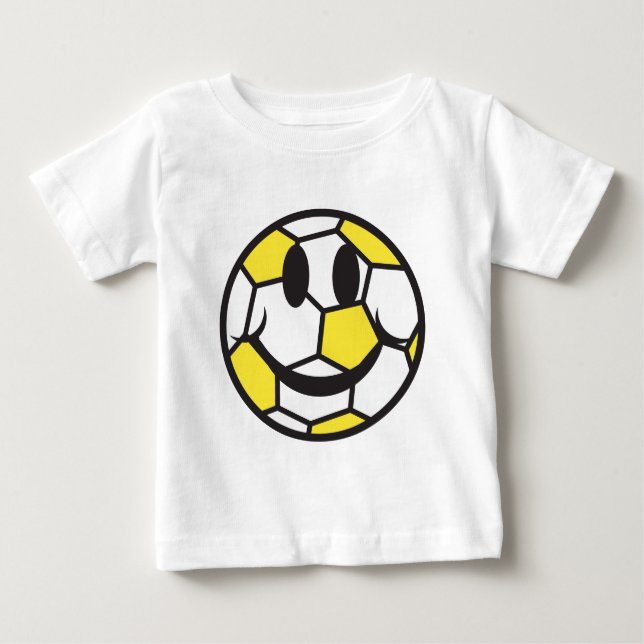 T-shirt face amarela da bola de futebol (Frente)