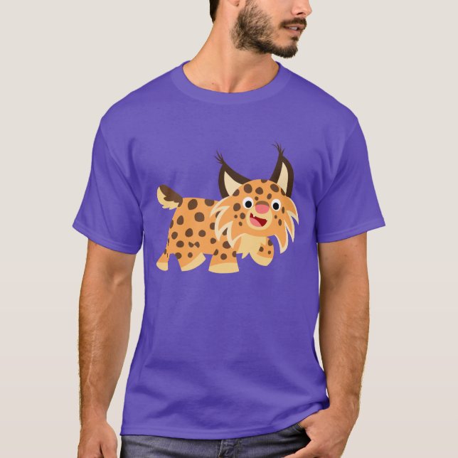 T-shirt faceto bonito do lince dos desenhos (Frente)