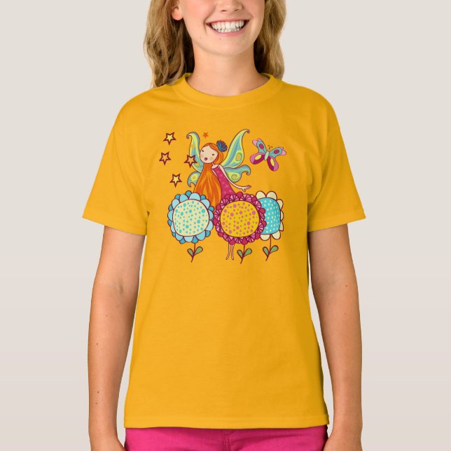 T-shirt Fada do jardim com flores (Frente)