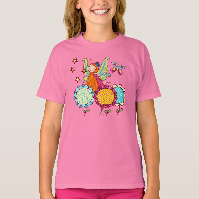 T-shirt Fada do jardim com flores (Frente)