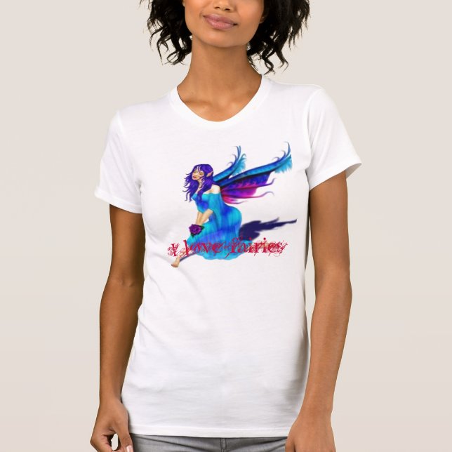 T-shirt fairy-blue_gif, eu amo fadas (Frente)