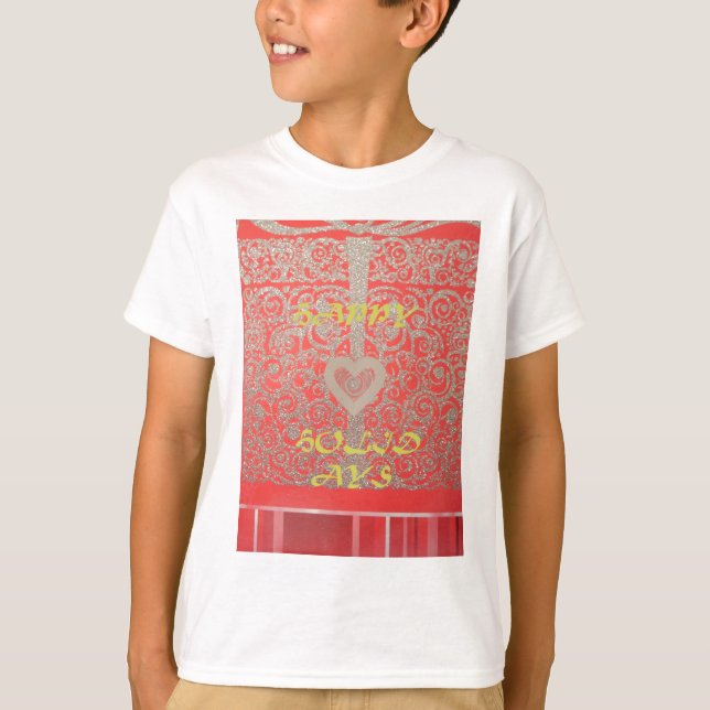 T-shirt Faísca e brilho: Feriado Feliz do Coração Vermelho (Frente)