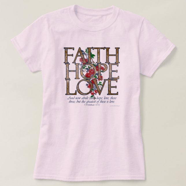 T-shirt Faith Hope ama Bíblia cristã Verdadeira (Frente do Design)