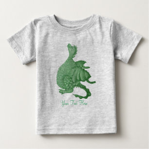 T-shirt fantasia mítica, criatura verde, dragão