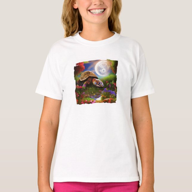 T-shirt fantasia tartaruga e lua (Frente)