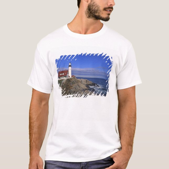 T-shirt Farol de Portland Head Lighthouse Maine (Frente)