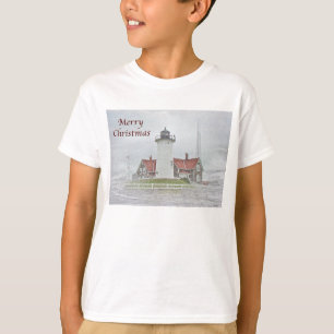 T-shirt Farol em neve Feliz Natal