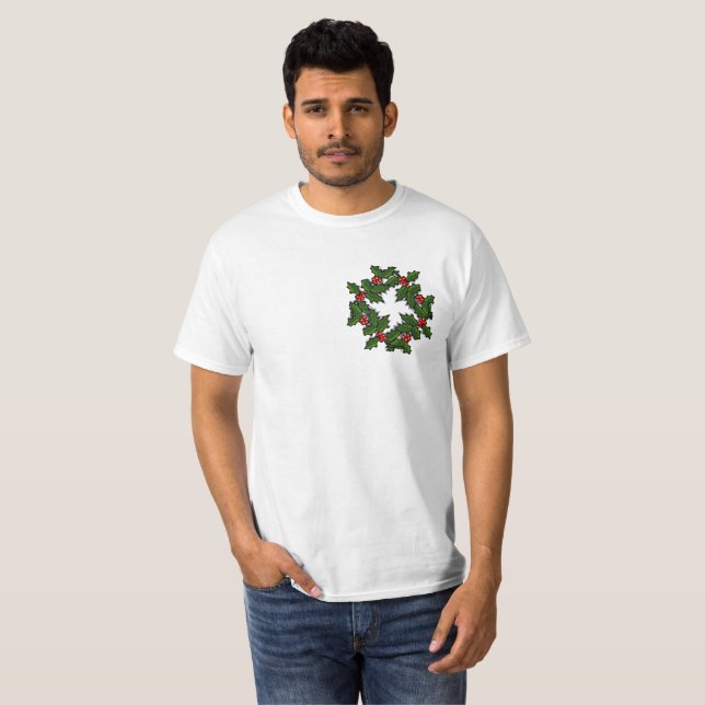 T-Shirt - Farsa de Holly Folhas e Berries (Frente Completa)