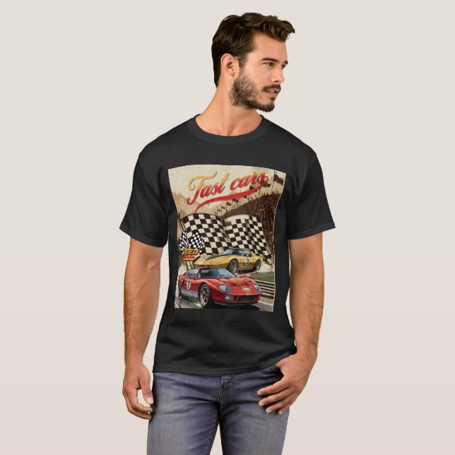 T-Shirt Fas Cars Racing Retro Graphic Tee for Car  (Frente Completa)