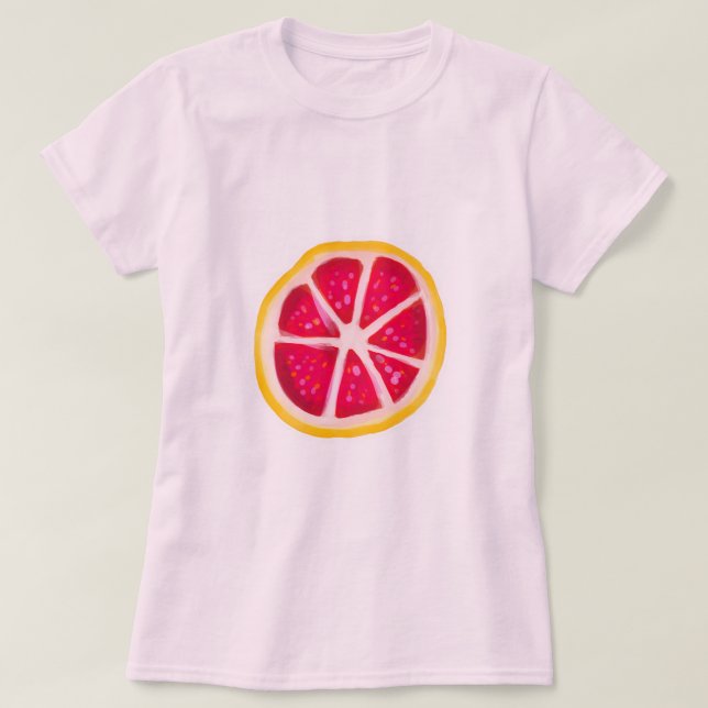 T-shirt Fatia da toranja do citrino do amarelo do rosa (Frente do Design)