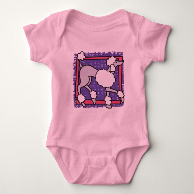 T-shirt Fato de bebê rosado POODLE (Frente)