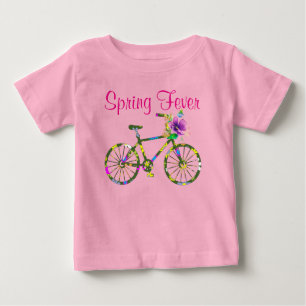 T-shirt Febre da Primavera Bicicleta Floral Retro