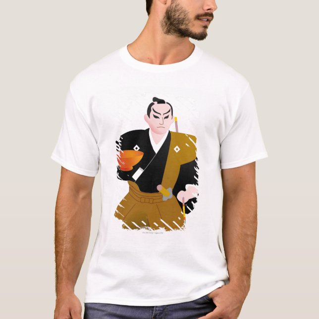 T-shirt Feche acima da boneca masculina japonesa que (Frente)
