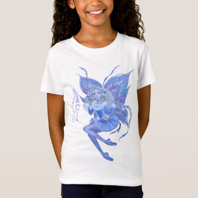 T-shirt feericamente das meninas do Natal azul (Frente)