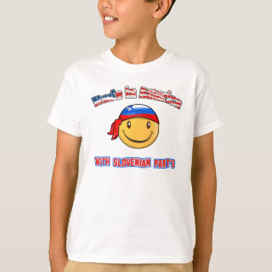 T-shirt Feito em América com peças eslovenas