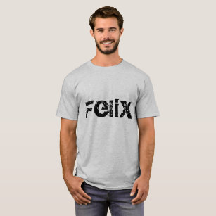 T-shirt Felix, caráter preto do órfão, letras de bloco