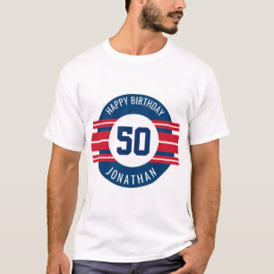 T-shirt Feliz Aniversário do Esporte Jersey Stripes Nome 