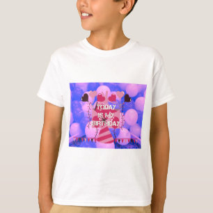 T-shirt Feliz Aniversário Hoje é o meu Aniversário Balões 