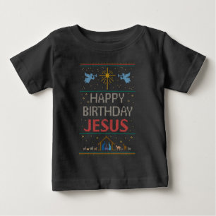 T-shirt Feliz Aniversário Jesus Feio Feliz Suor de Natal