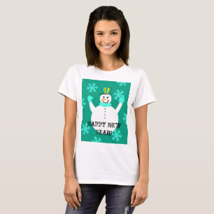 T-shirt Feliz ano novo de neve Camisa-T-mulher