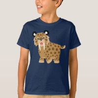 T-shirt feliz bonito das crianças de Smilodon dos