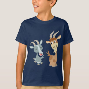 T-shirt feliz bonito de duas crianças das cabras