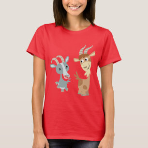 T-shirt feliz bonito de duas mulheres das cabras