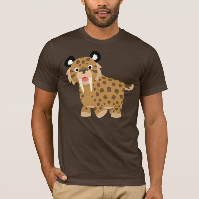 T-shirt feliz bonito de Smilodon dos desenhos (Frente)