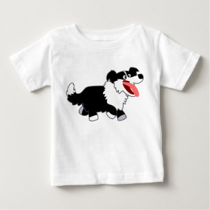T-shirt feliz bonito do bebê de border collie dos