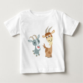 T-shirt feliz bonito do bebê de duas cabras dos