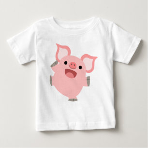 T-shirt feliz bonito do bebê do porco dos desenho