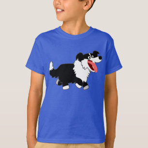 T-shirt feliz bonito dos miúdos de border collie