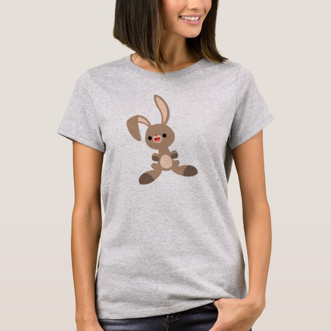 T-Shirt Feliz Cartoon Coelho das Mulheres (Frente)