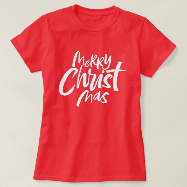 T-shirt Feliz Cristã de Natal, Linguagem Religiosa de Verm (Frente do Design)