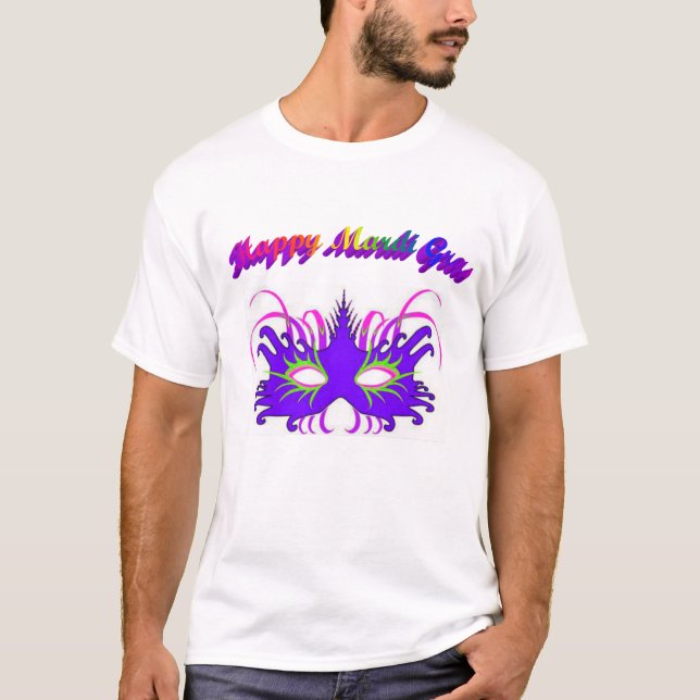 T-shirt feliz da máscara do carnaval (Frente)