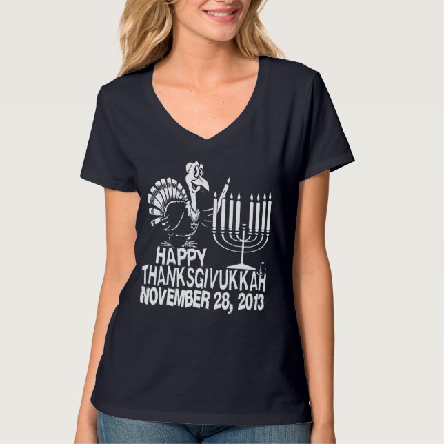 T-shirt feliz de Thanksgivukkah Thankgiving (Frente)