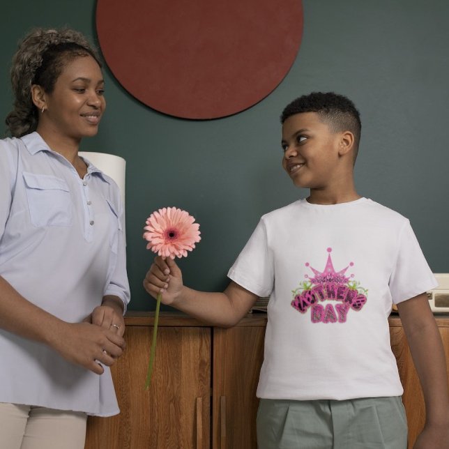 T-Shirt Feliz dia de as mães Rosa-Coroa (Criador carregado)