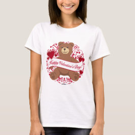 T-shirt Feliz dia de os namorados! Urso de Pelúcia