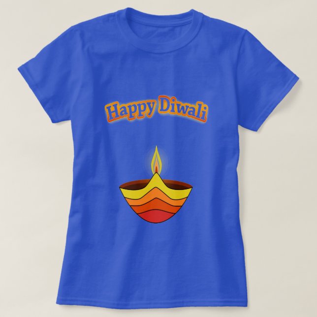 T-shirt Feliz Diwali e lâmpada Diya (Frente do Design)