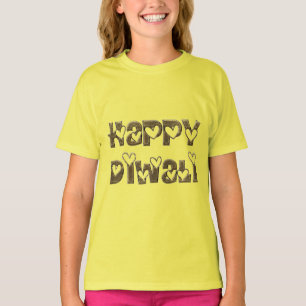 T-shirt Feliz Diwali saudando tipografia de corações bonit