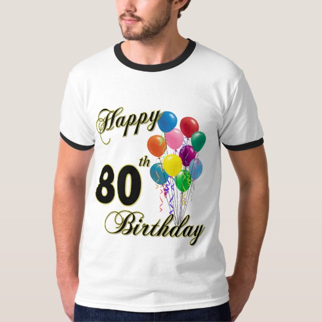 T-shirt feliz do aniversário do 80 (Frente)